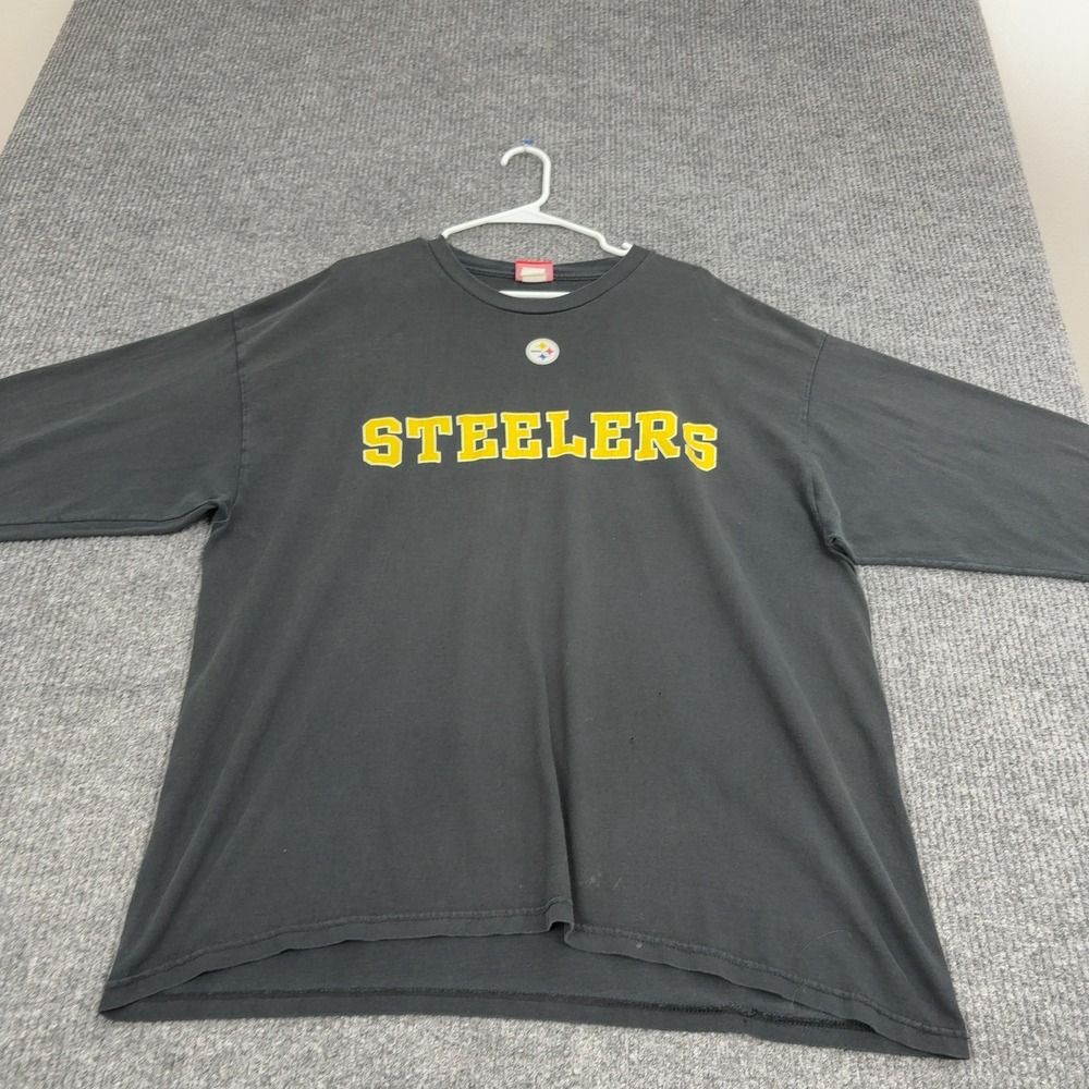 Pittsburgh Steelers NFL‎ Shirt Mens XXL Black Cotton Long Sleeve Gorpcore Sporty
